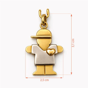 Colgante niño oro figura con corazón joyería