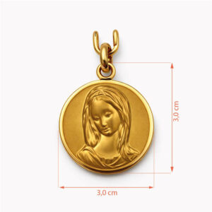 Medalla Virgen María rostro inclinado oro colgante religioso
