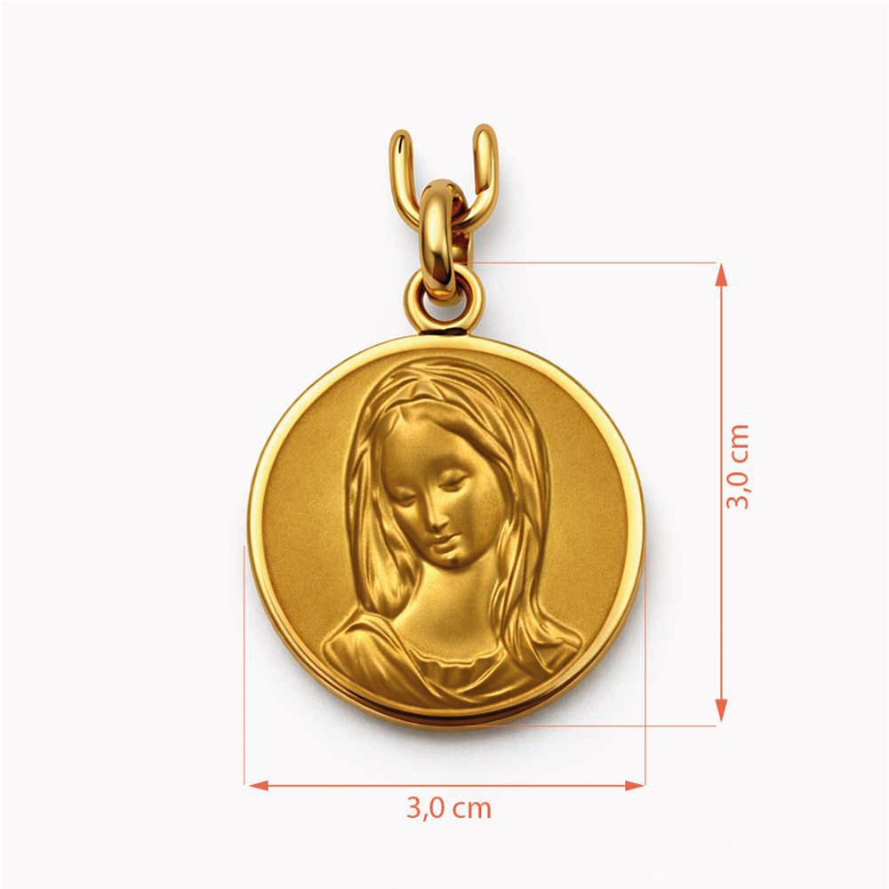 Medalla Virgen María rostro inclinado oro colgante religioso - Imagen 2