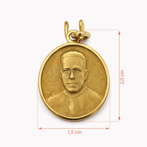 Medalla religiosa en oro con relieve retrato santo